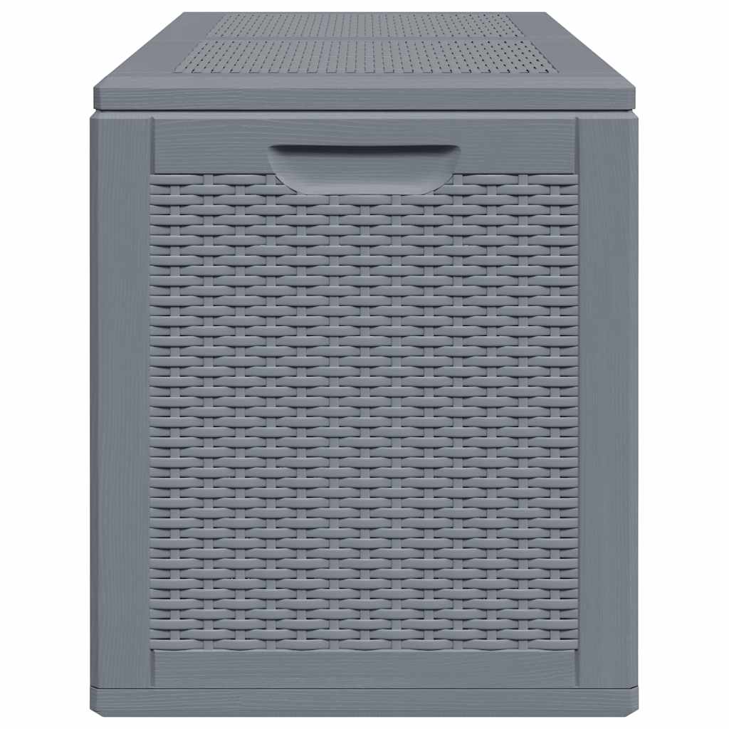 Caja de almacenaje para jardín PP aspecto de ratán gris 180 L