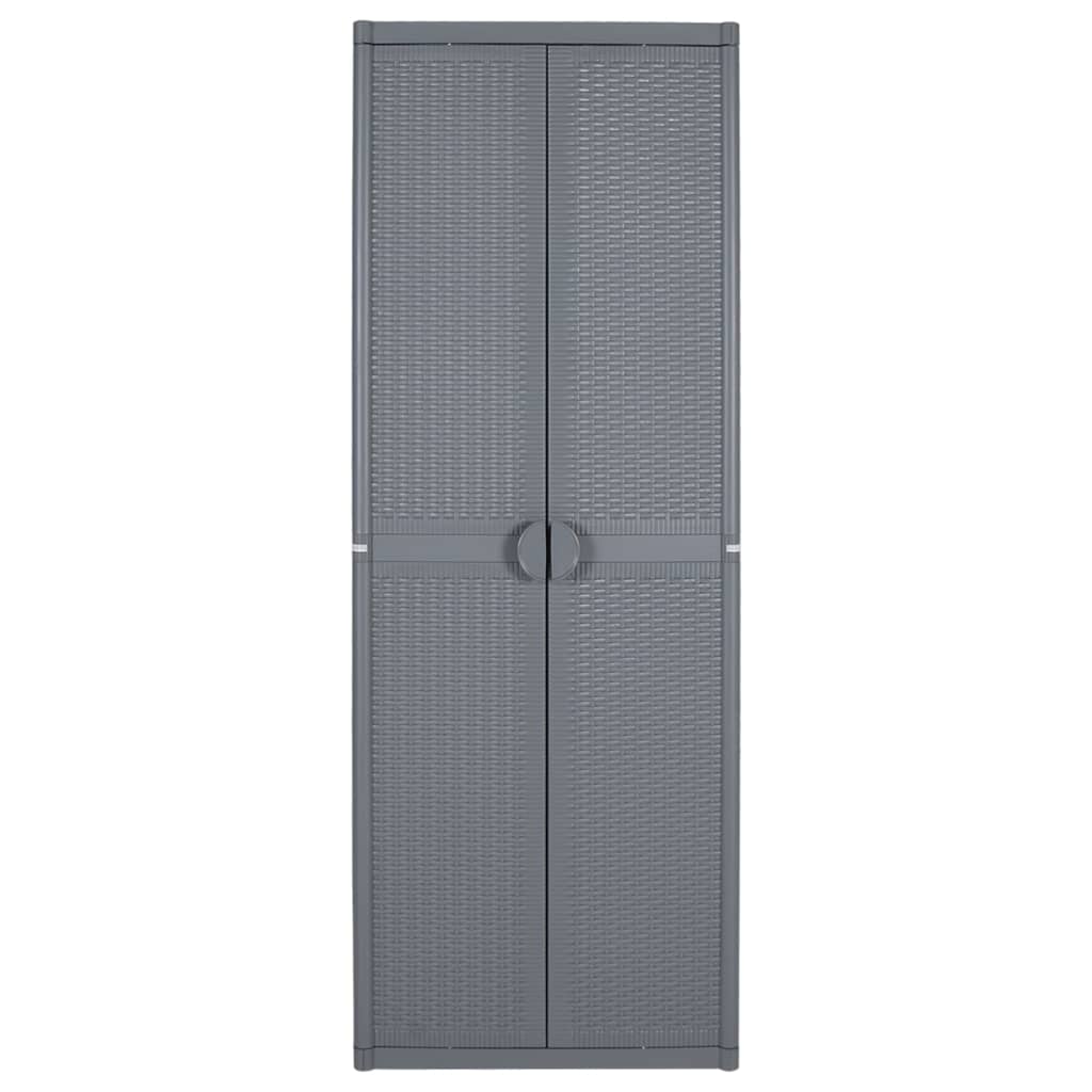 Armario de almacenaje para jardín PP ratán gris 65x45x172 cm