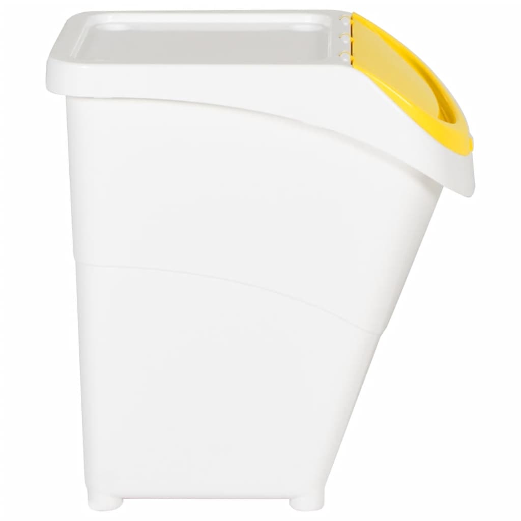 Cubos de basura apilables con tapa 3 uds PP blanco 120 L