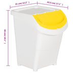 Cubos de basura apilables con tapa 3 uds PP blanco 120 L