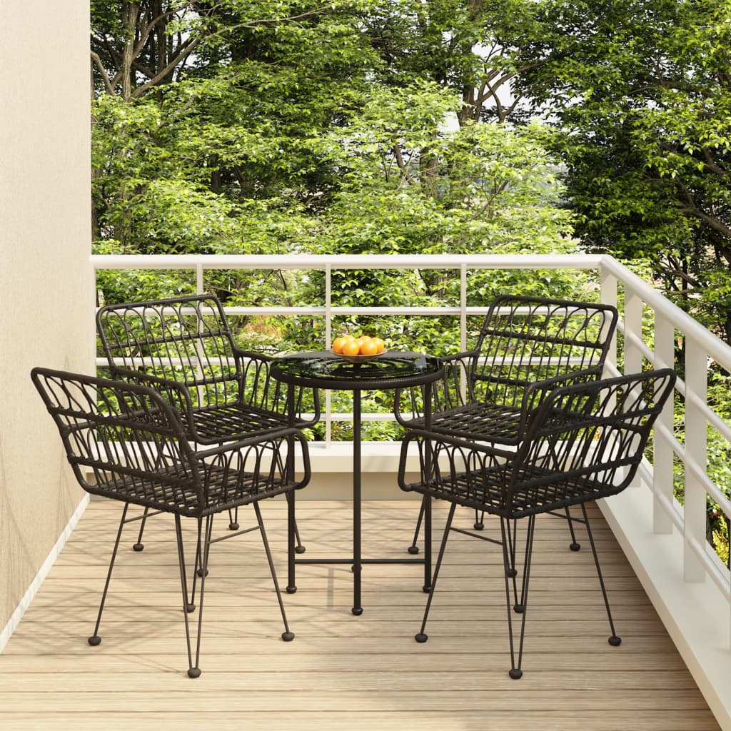 Juego de comedor de jardín 5 piezas negro