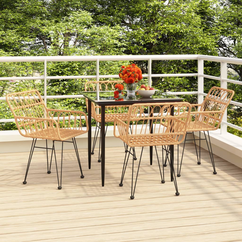 Juego de comedor de jardín 5 piezas negro