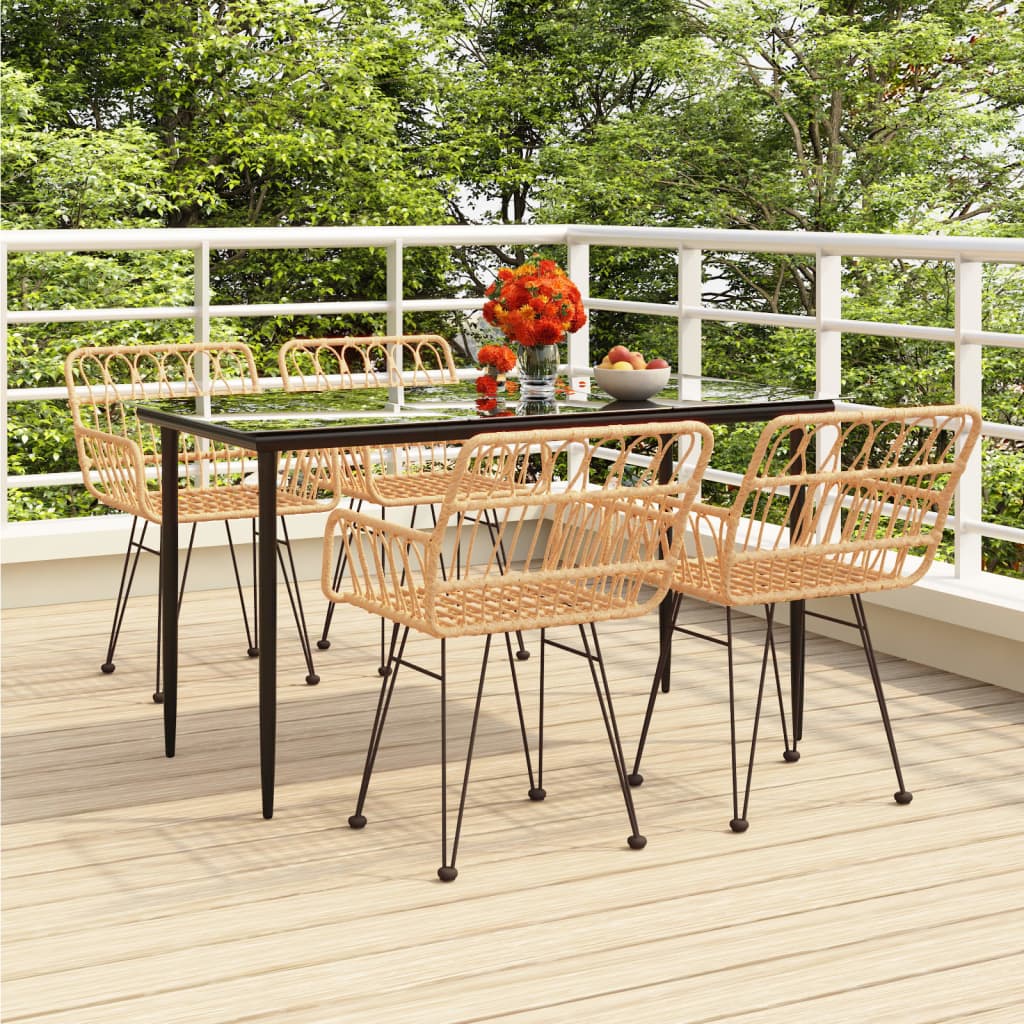 Juego de comedor de jardín 5 piezas negro