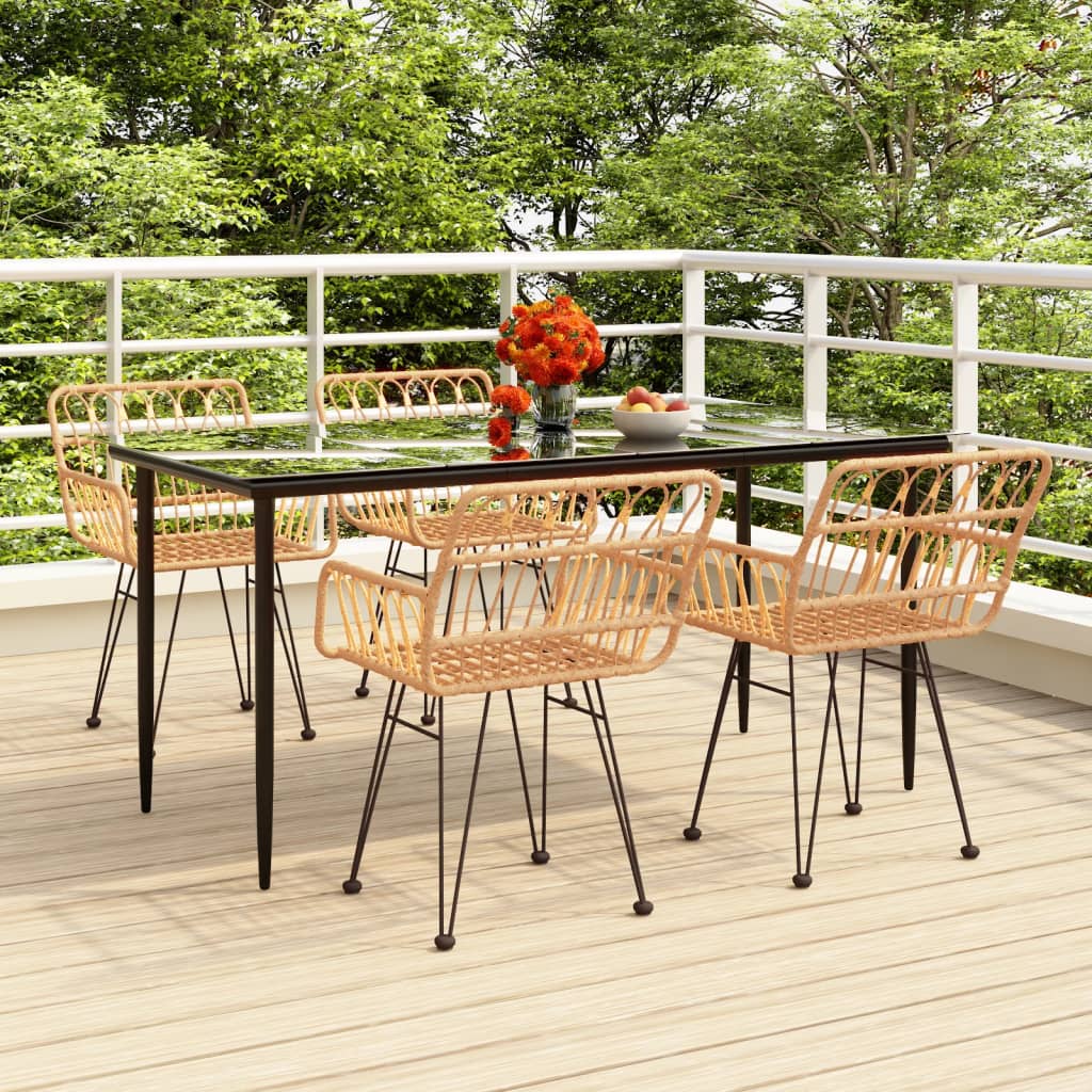 Juego de comedor de jardín 5 piezas negro