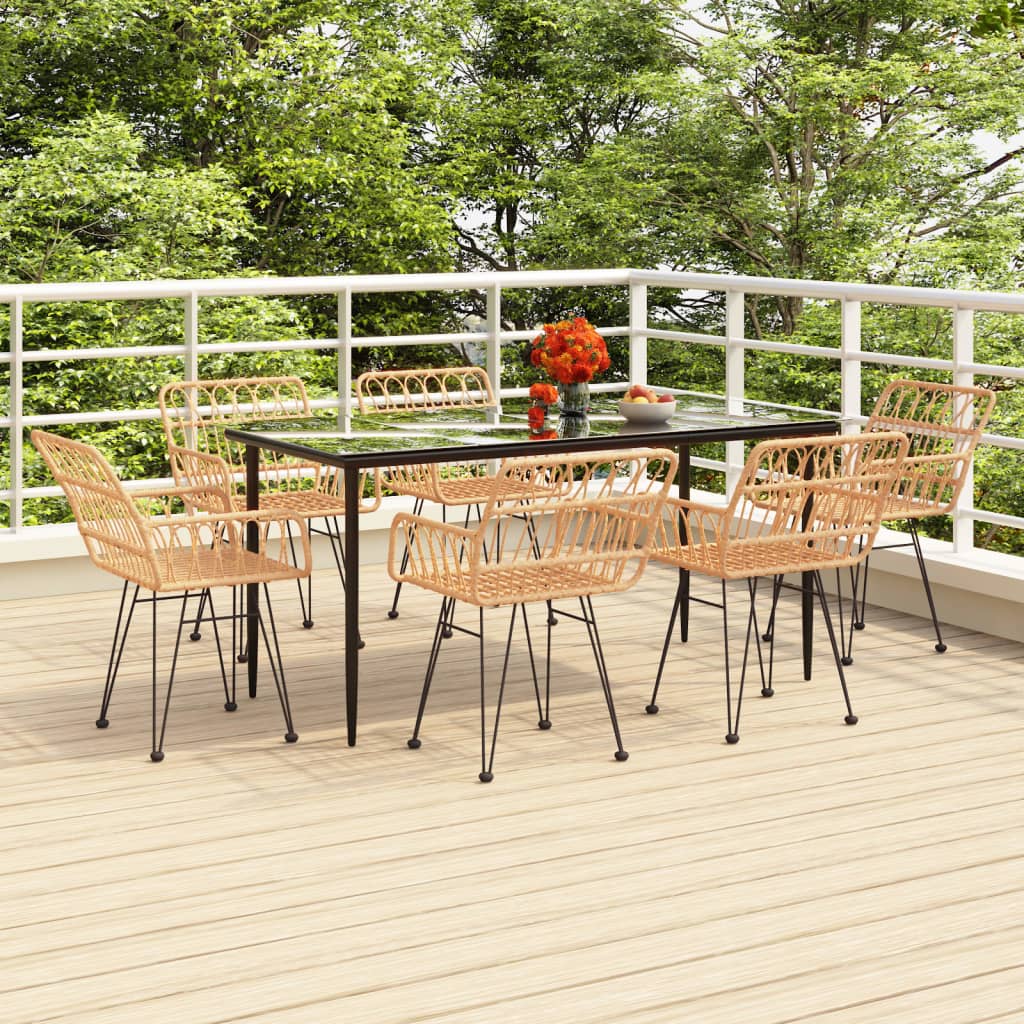 Juego de comedor de jardín 7 piezas marrón