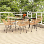 Juego de comedor de jardín 7 piezas marrón