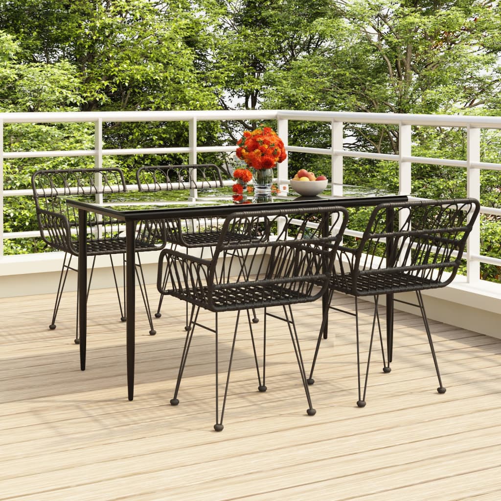 Juego de comedor de jardín 5 piezas negro
