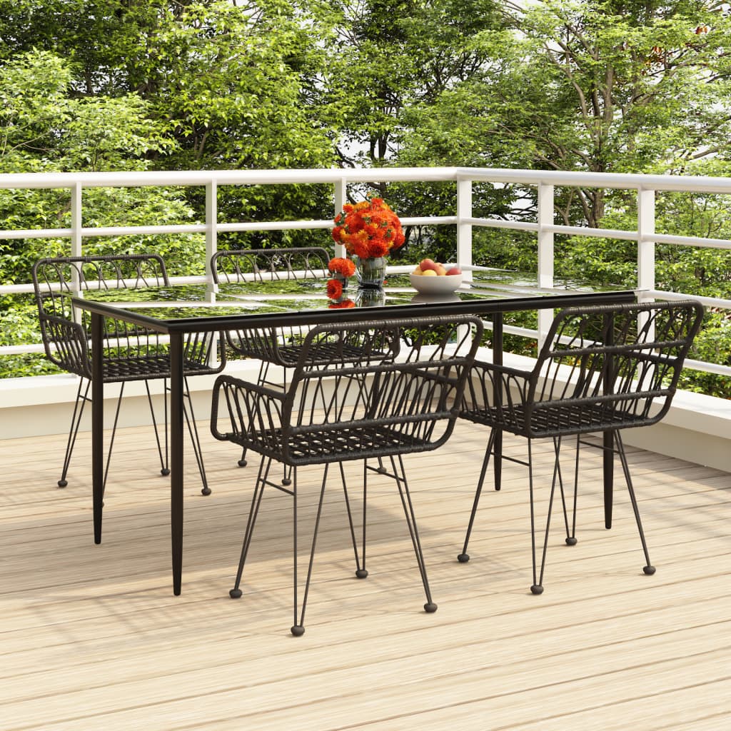 Juego de comedor de jardín 5 piezas negro