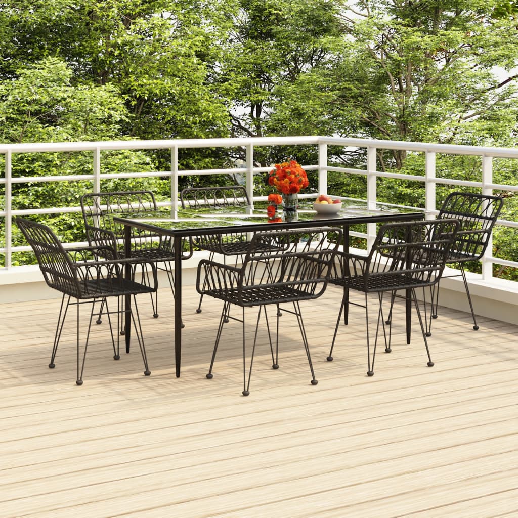 Juego de comedor de jardín 7 piezas marrón