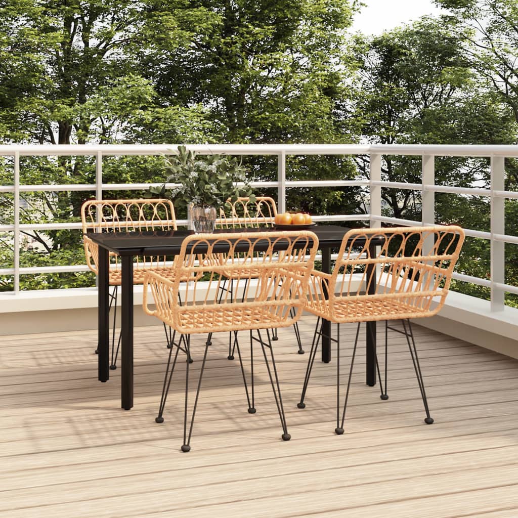 Juego de comedor de jardín 5 piezas negro