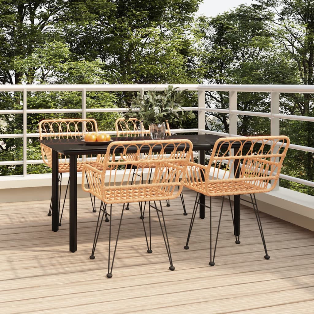 Juego de comedor de jardín 5 piezas negro