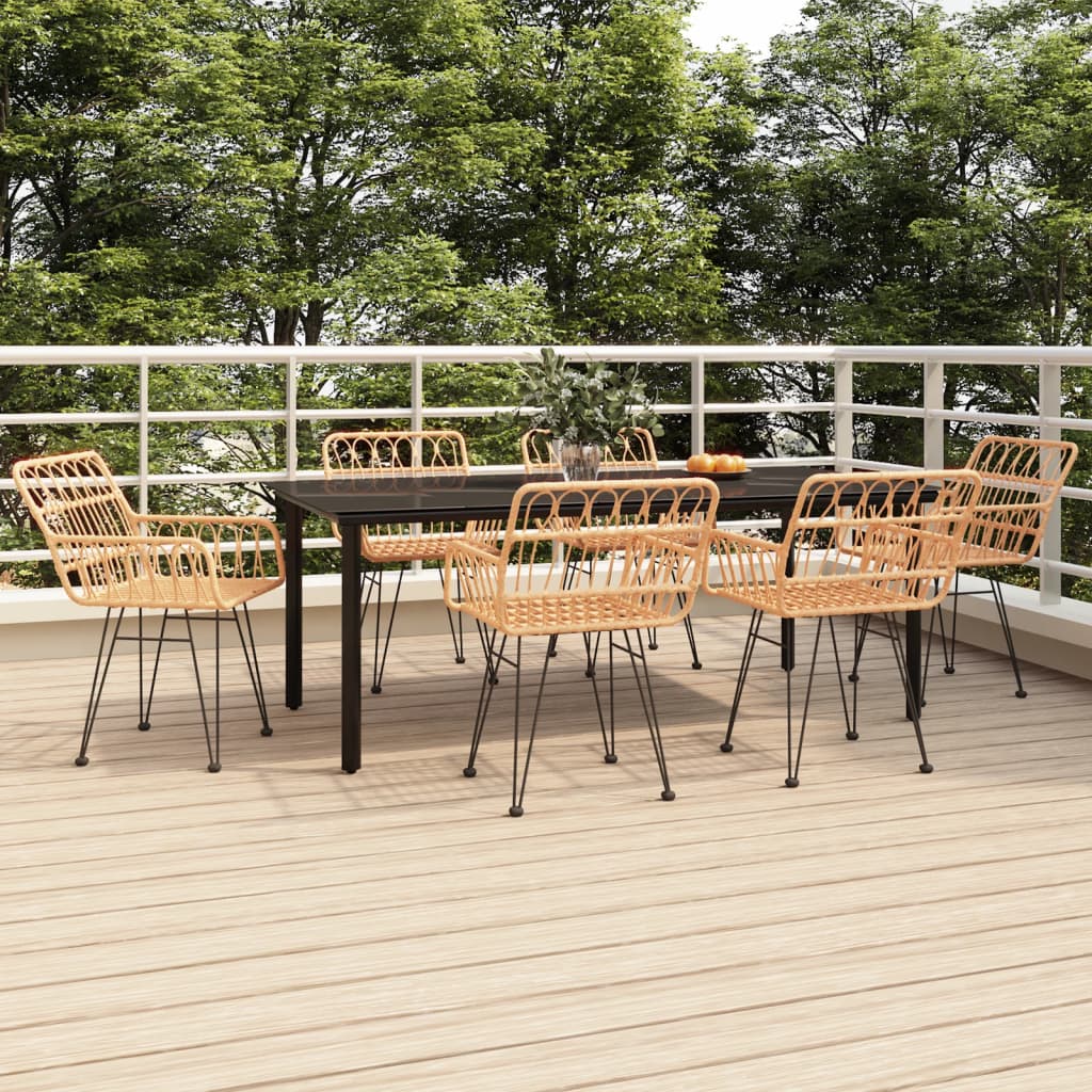 Juego de comedor de jardín 7 piezas marrón