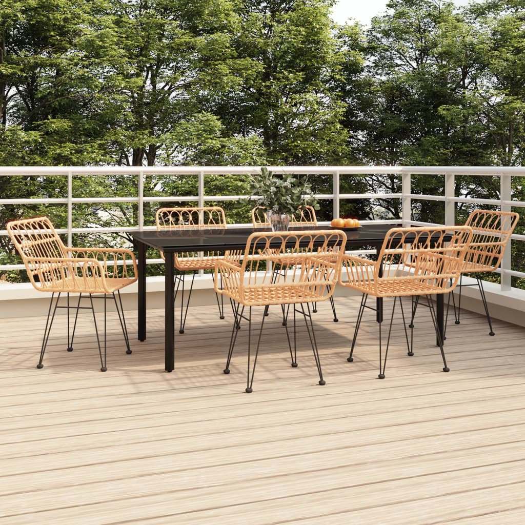 Juego de comedor de jardín 7 piezas marrón