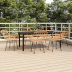 Juego de comedor de jardín 7 piezas marrón