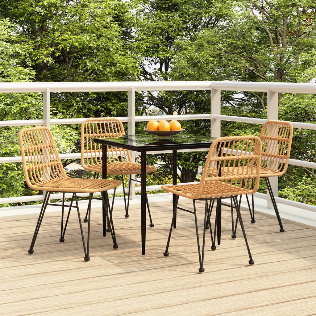 Juego de comedor de jardín 5 piezas negro