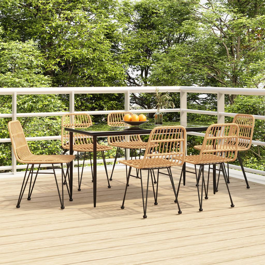 Juego de comedor de jardín 7 piezas marrón