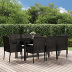 Juego comedor jardín 4 piezas con cojines ratán sintético negro