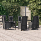 Juego comedor jardín 4 piezas con cojines ratán sintético negro