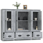Aparador alto 3 piezas madera contrachapada gris hormigón