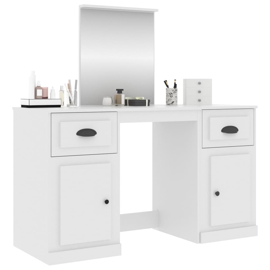 Tocador con espejo blanco 130x50x132,5 cm