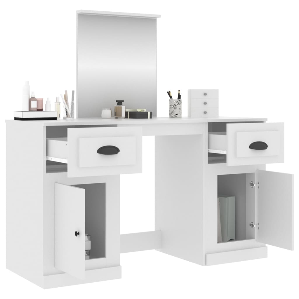 Tocador con espejo blanco 130x50x132,5 cm