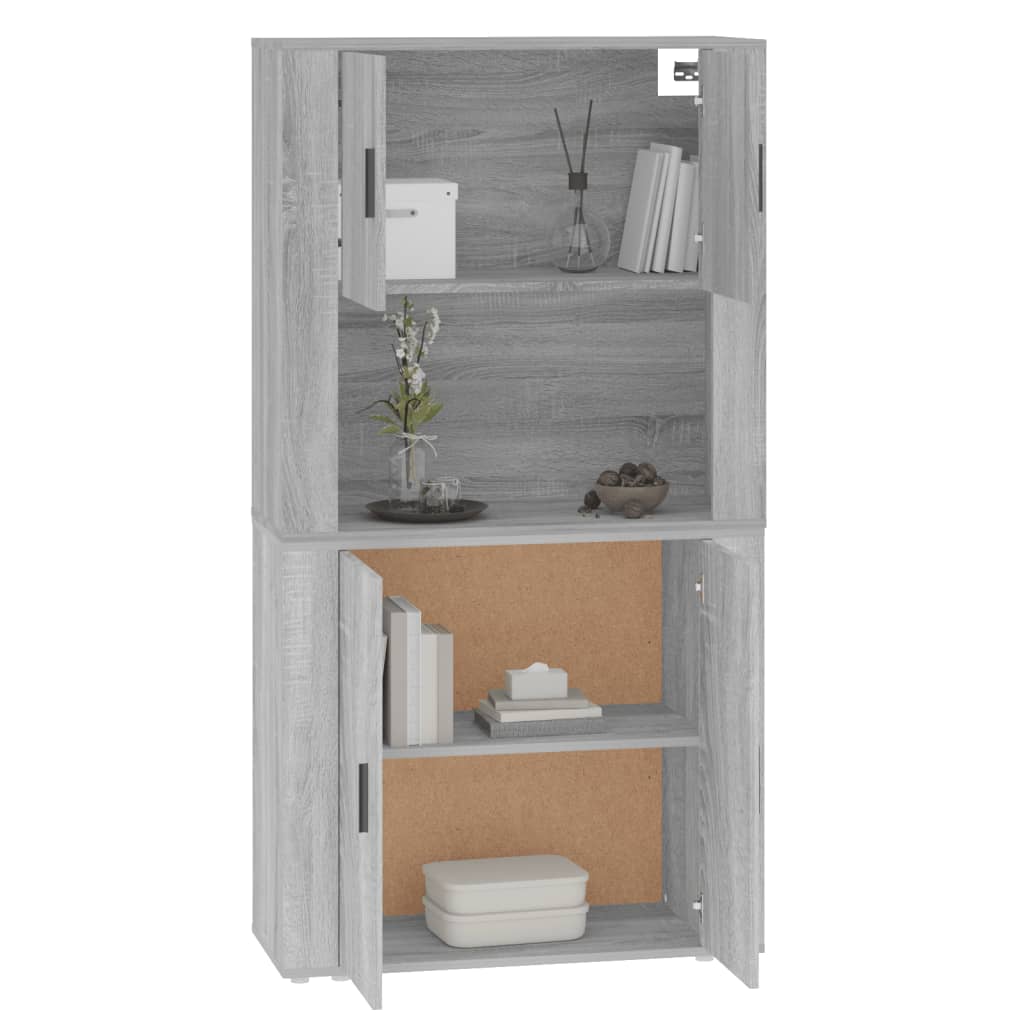 Aparador alto de madera contrachapada gris Sonoma