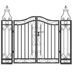 Puerta de jardín de hierro forjado negro 121x8x100 cm