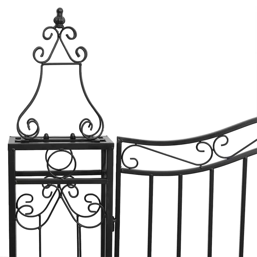 Puerta de jardín de hierro forjado negro 121x8x100 cm