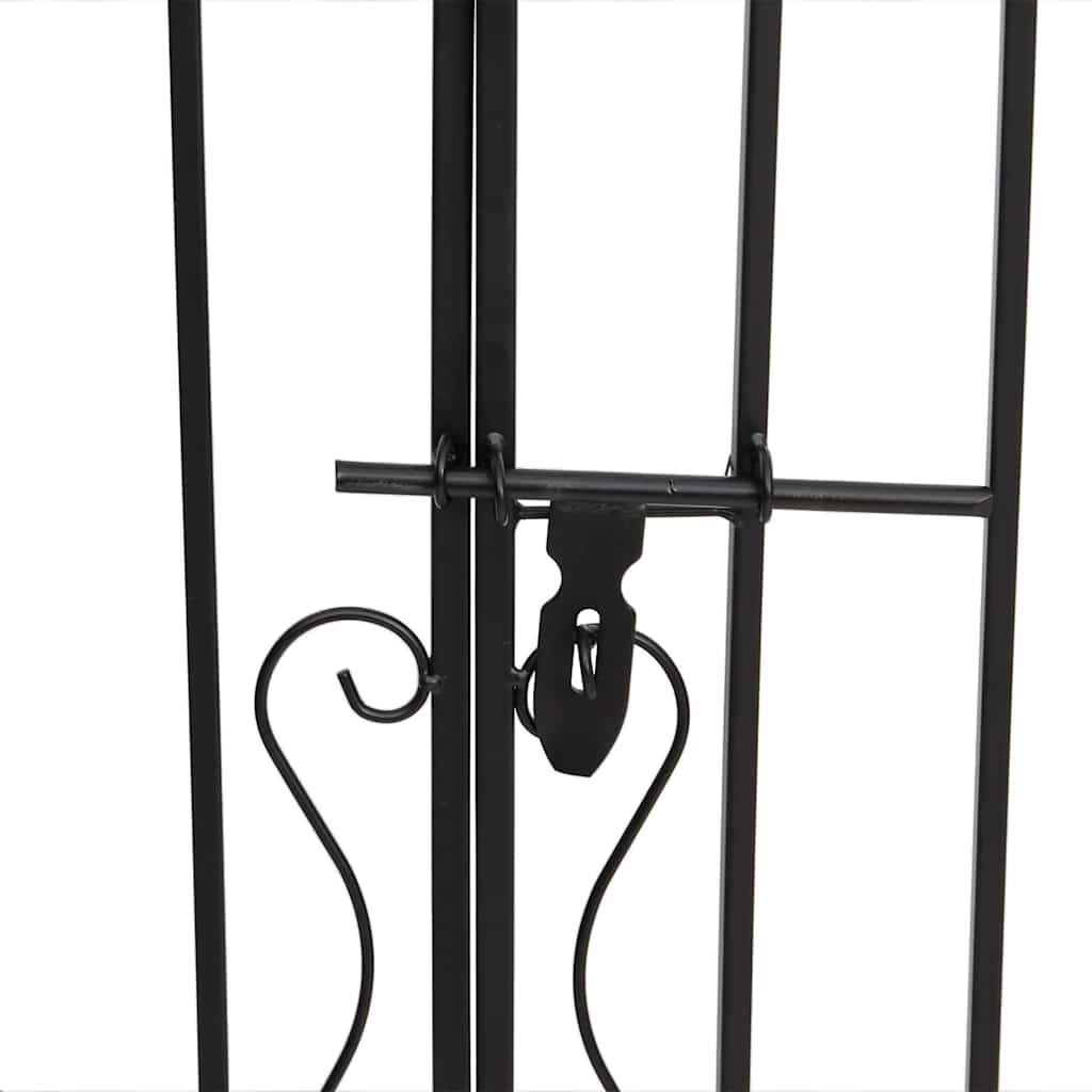 Puerta de jardín de hierro forjado negro 121x8x100 cm
