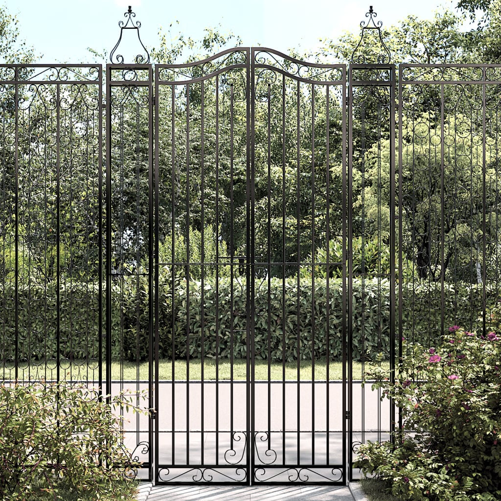 Portão de jardim em ferro forjado preto 121x8x100 cm