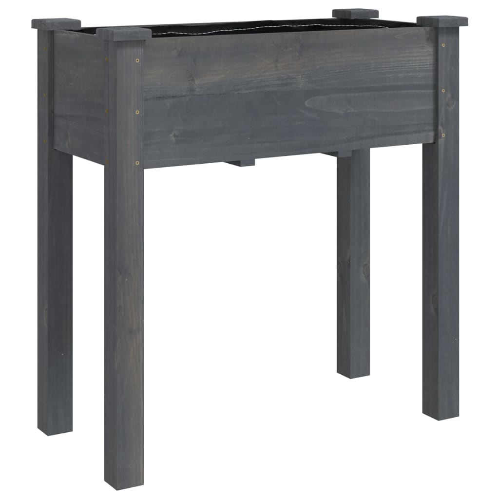 Jardinera con forro interior madera abeto gris 71x37x76 cm