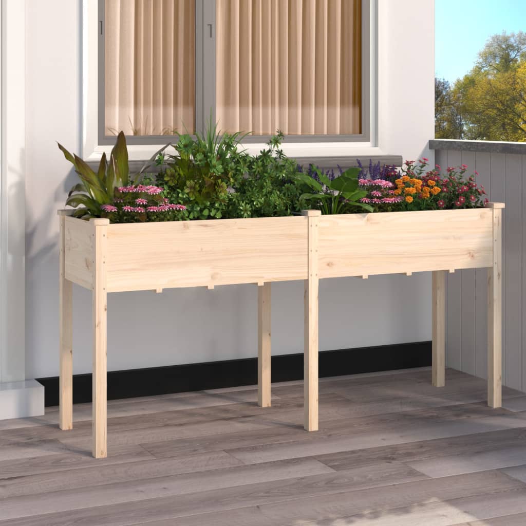 Planter with inner liner, gray fir wood, 71x37x76 cm