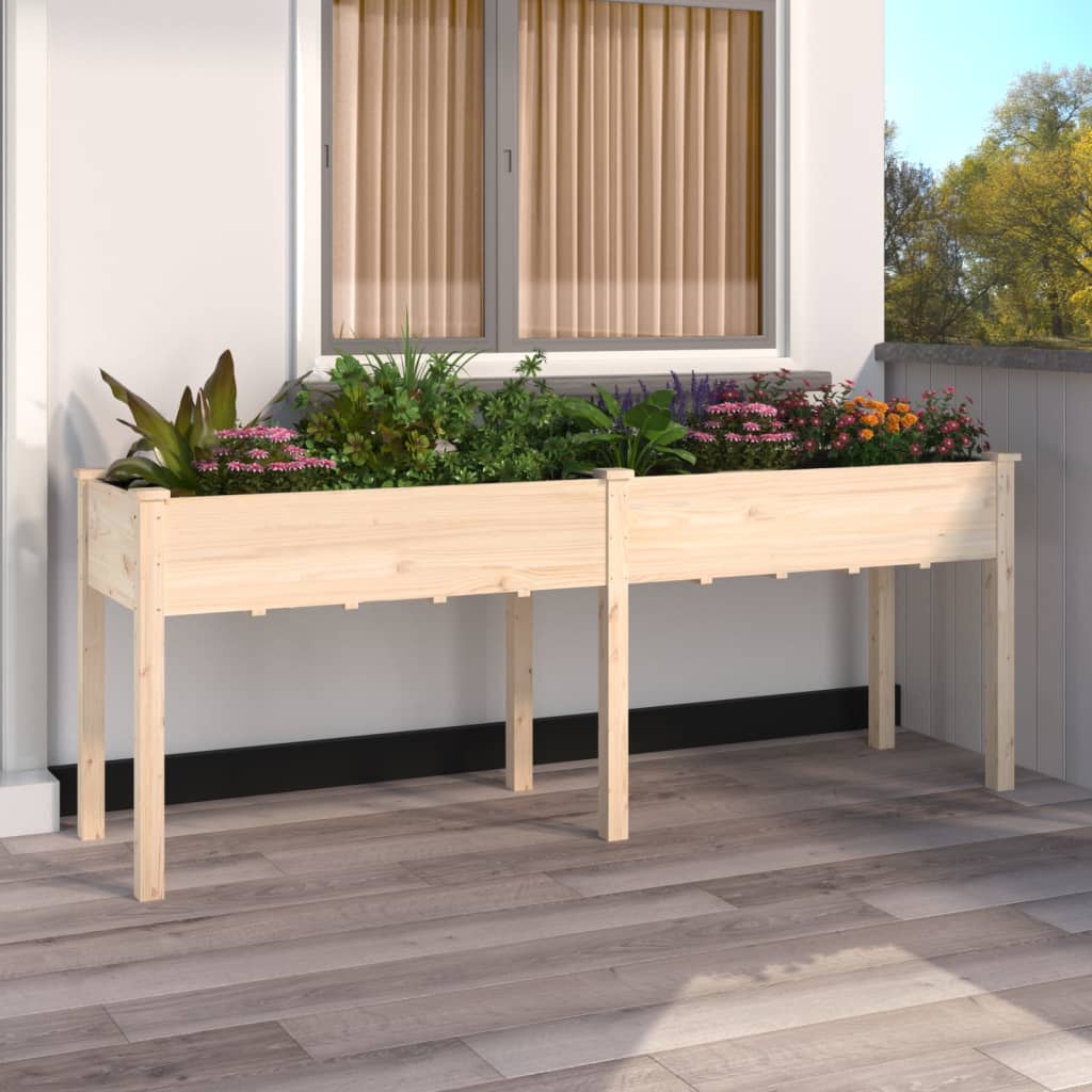 Planter with inner liner, gray fir wood, 71x37x76 cm