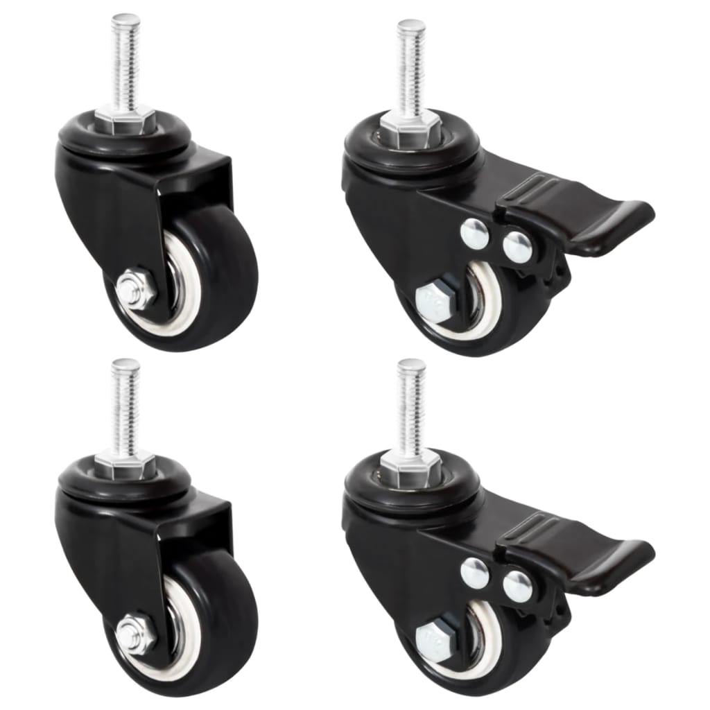 Ruedas para macetero 4 uds hierro negro 8x3,5x8 cm