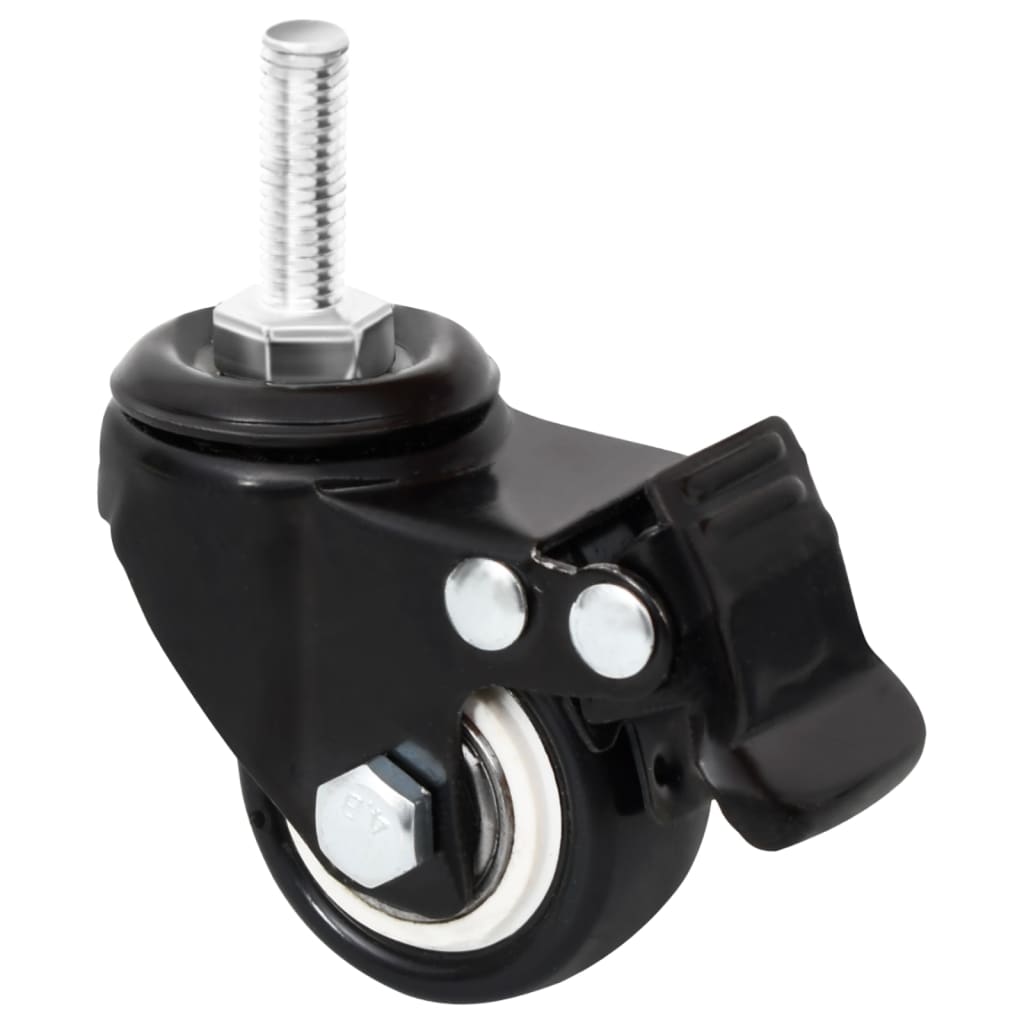 Ruedas para macetero 4 uds hierro negro 8x3,5x8 cm