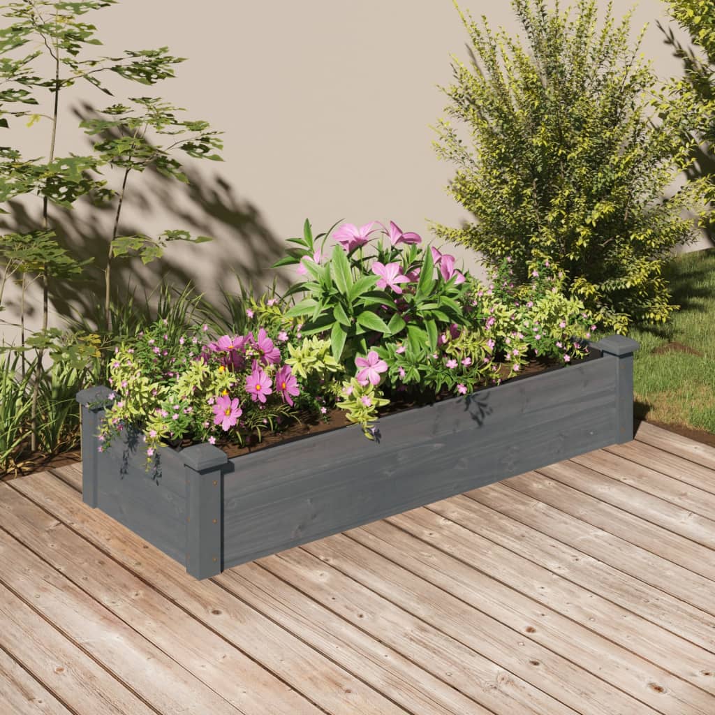 Jardinera arriate con forro madera abeto gris 240x120x25 cm