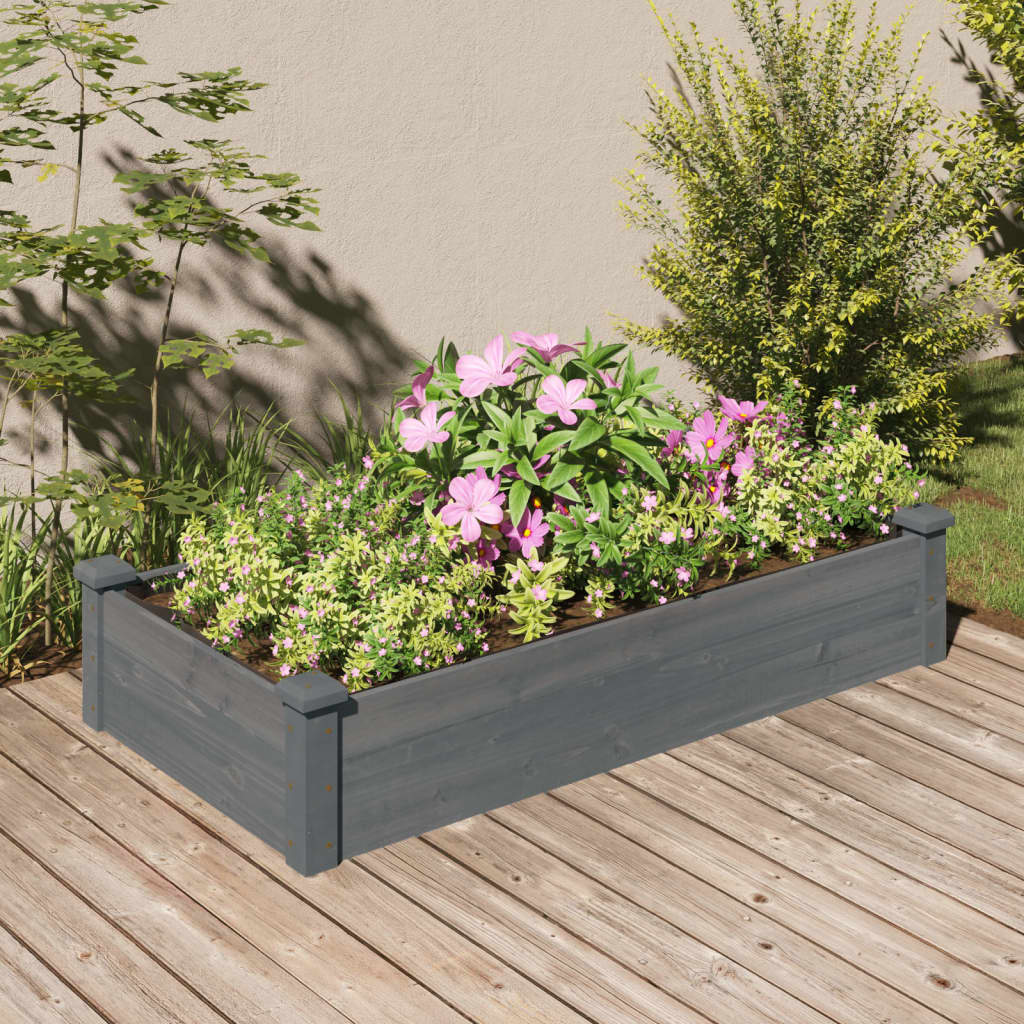 Jardinera arriate con forro madera abeto gris 240x120x25 cm