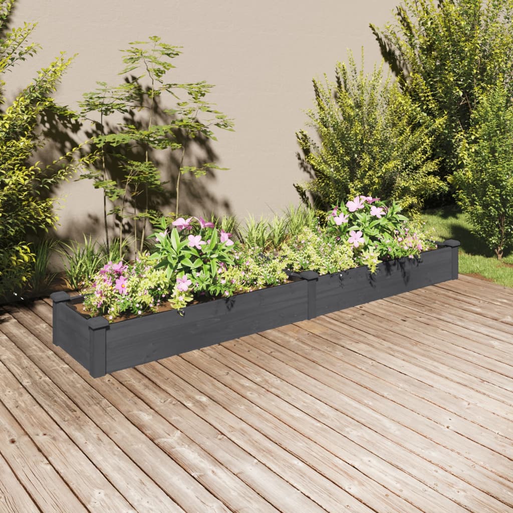 Jardinera arriate con forro madera abeto gris 240x120x25 cm