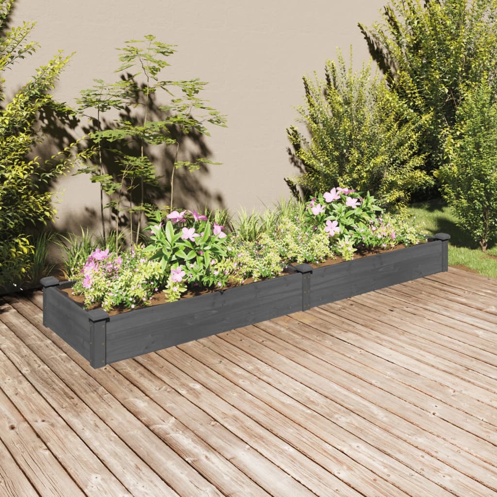 Jardinera arriate con forro madera abeto gris 240x120x25 cm