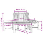 Teak solid wood semicircular tree bench Ø201 cm