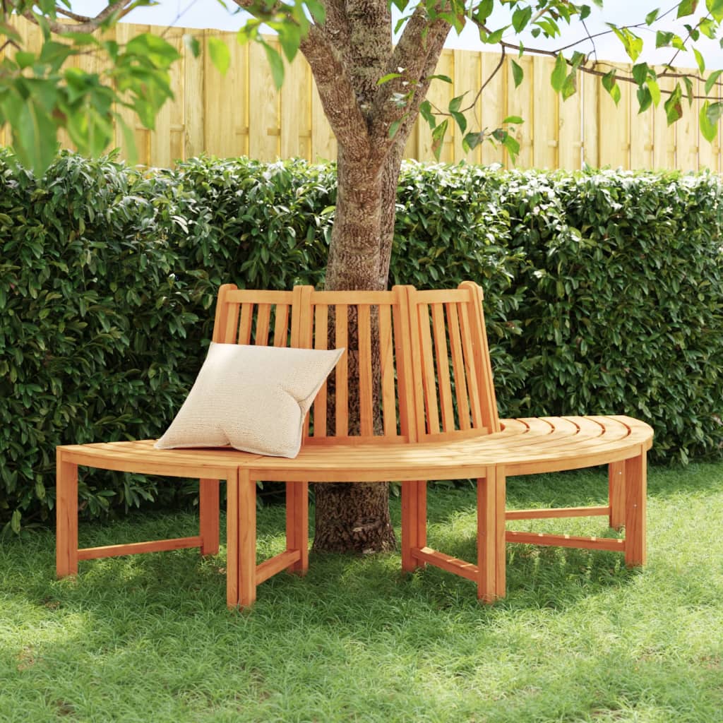 Teak solid wood semicircular tree bench Ø201 cm