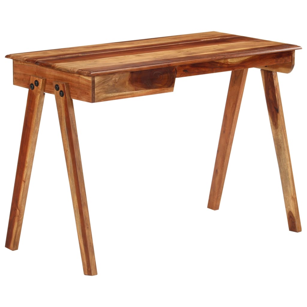 Escritorio con cajones madera maciza de acacia 110x50x77 cm