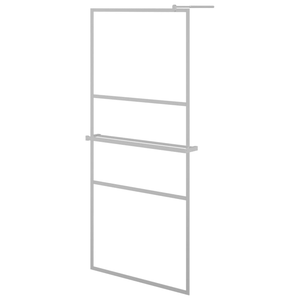 Mampara ducha con estante vidrio ESG aluminio cromado 100x195cm