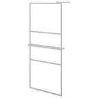 Mampara ducha con estante vidrio ESG aluminio cromado 100x195cm