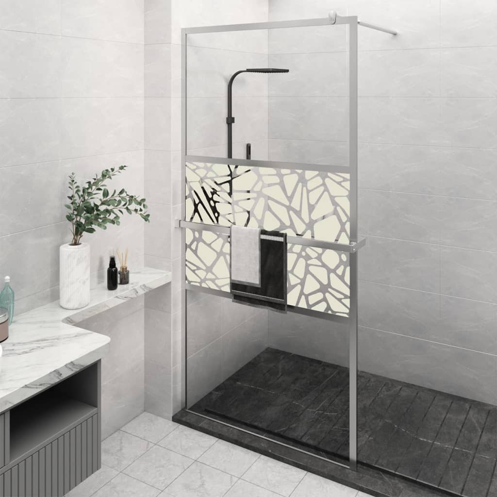 Mampara ducha con estante vidrio ESG aluminio cromado 100x195cm