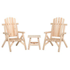 Juego de muebles de jardín 3 piezas madera maciza de abeto