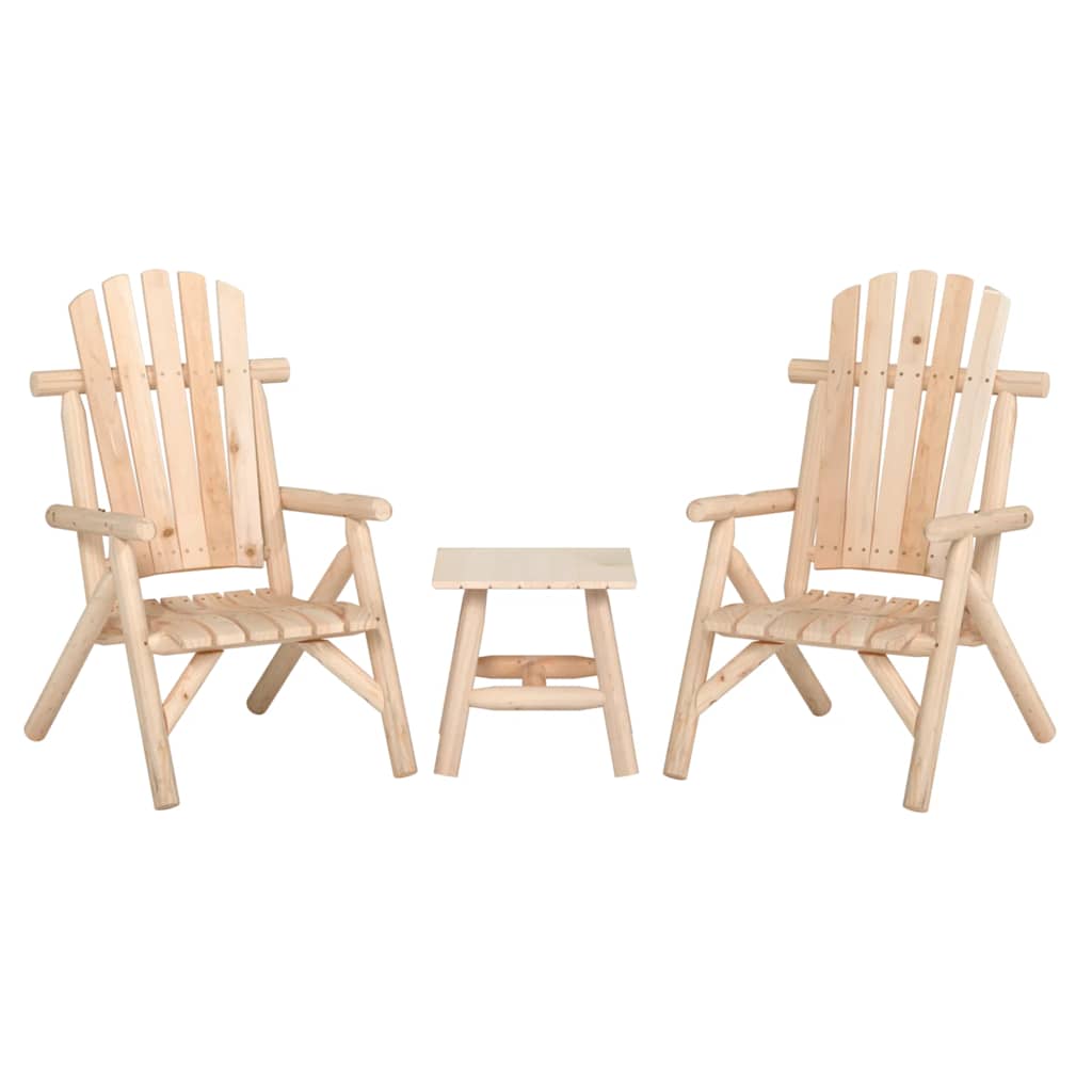 Juego de muebles de jardín 3 piezas madera maciza de abeto