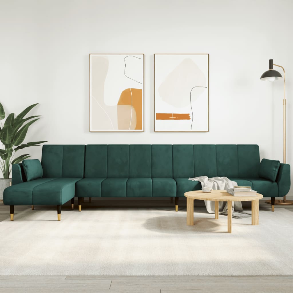 Light gray fabric L-shaped sofa bed 279x140x70 cm