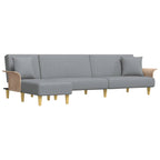 Sofá cama en forma de L tela gris claro 279x140x70 cm