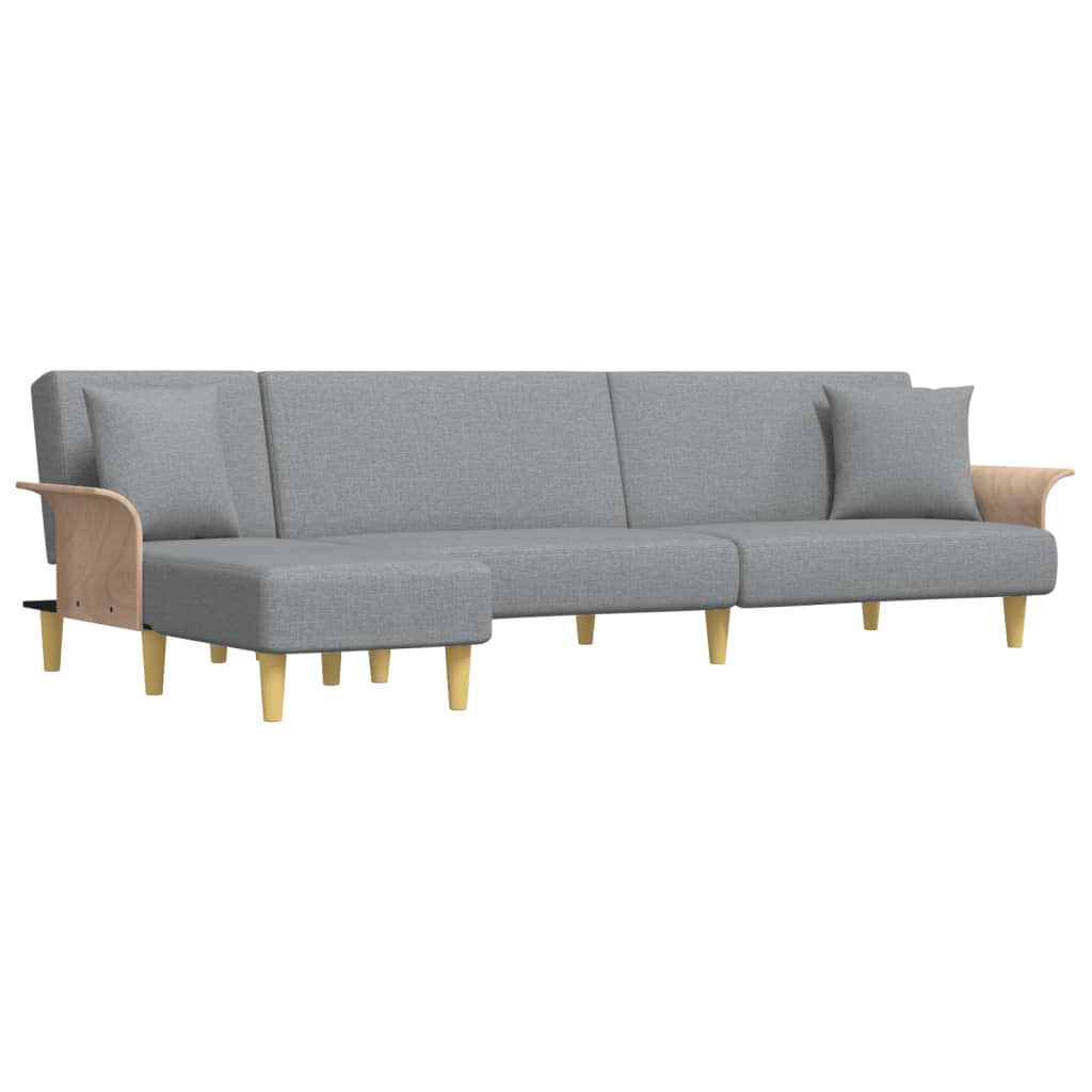Sofá cama en forma de L tela gris claro 279x140x70 cm